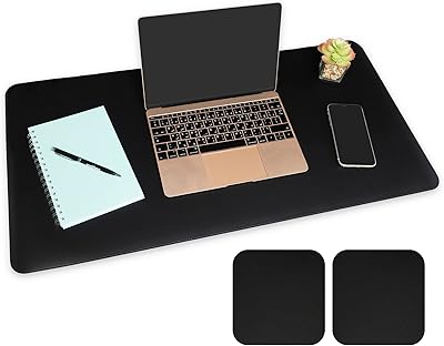 Grand tapis de bureau, tapis de souris de bureau antidérapant en cuir pu, tapis de protection imperméable, tapis d'écriture double face pour bureau, maison, enfants, maquillage, 80 cm x 40 cm, noir/noir. Votre supermarché en ligne au Sénégal, c'est Diaytar