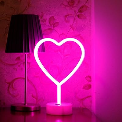Lampe néon led en forme de cœur, veilleuse, décoration de chambre avec support