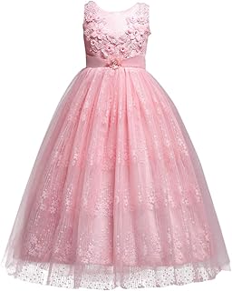 Robe de princesse pour fille pour fête d'anniversaire, robe vintage en dentelle florale