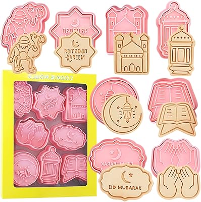 Emporte-pièces nd eid mubarak - ensemble de 8 emporte-pièces eid mubarak - tampons à biscuits 3d {1 jeu de 8 pièces}. Votre satisfaction, notre priorité chez Diaytar