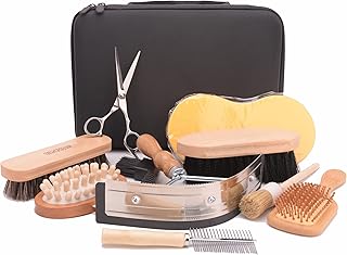 Kit de toilettage pour chevaux (10 pièces) avec petit sac à main, kit