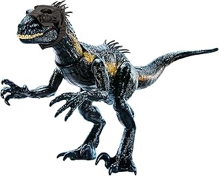 Figurine de dinosaure jurassic world indoraptor track 'n attack avec équipement de piste