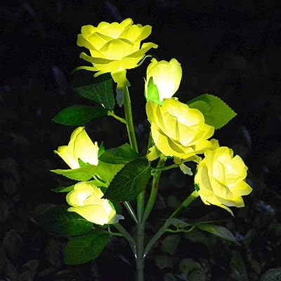 [6 fleurs améliorées] lumières de fleurs artificielles à énergie solaire, étanches pour l'extérieur, pour jardin d'été, campagne, patio, allée, porche, cimetière, mémorial, jaune. Faites des économies avec Diaytar, le leader du e-commerce discount au Sénégal