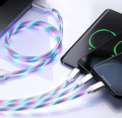 Câble de charge fluide à led 3 en 1 de 39 pieds