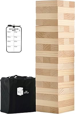 Grands jeux d'extérieur empilables en bois pour adultes et famille - comprend