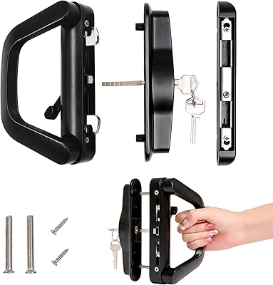 Ensemble de poignées de porte coulissante avec cylindre à clé et serrure à