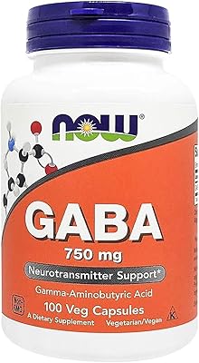 Gélules gaba now foods, 750 mg, 100 gélules végétariennes