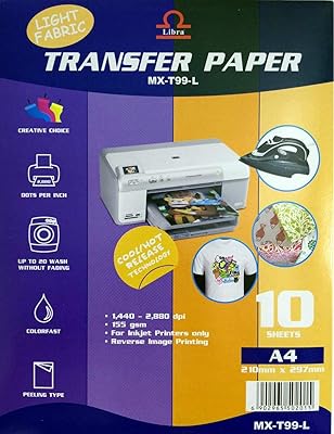 Papier transfert thermique amovible et transparent pour impression par transfert sur tissus légers