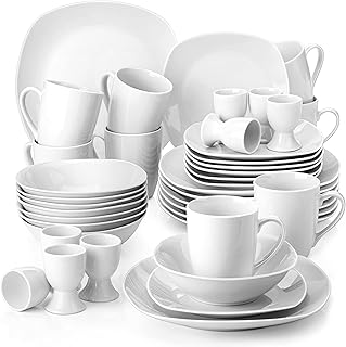 Service de table malakasa en porcelaine blanc cassé 40 pièces avec assiette