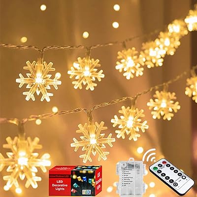 Teox lumières de noël en forme de flocon de neige, 80 lumières led
