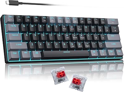 Clavier de jeu mécanique 60 % avec touches de couleurs mélangées gris