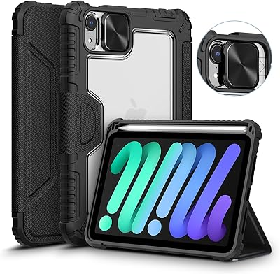 Coque nillkin pour ipad mini 6 2021, [housse d'appareil photo coulissante, porte-stylo intégré]