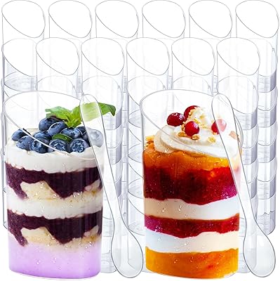 Gobelets à dessert en plastique avec cuillères 50 mini gobelets mousse