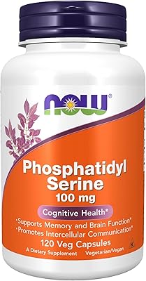 Now suppléments, phosphatidylsérine 100 mg avec complexe phospholipidique de lécithine de soja, 120