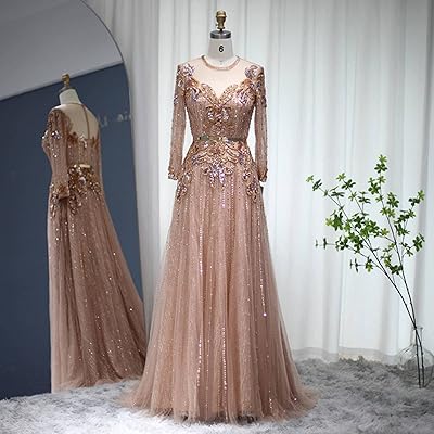Robes de soirée de luxe en or rose de dubaï, robe formelle élégante
