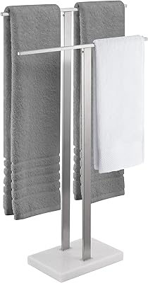 Porte-serviettes sur pied à 2 niveaux avec base en marbre pour sol