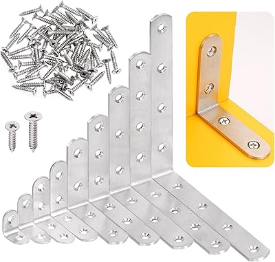 Tunstick 50pcs supports d'angle en forme de l argentés avec vis