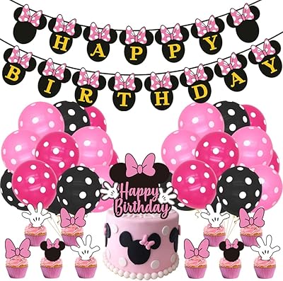 Décorations d'anniversaire la vista minnie mouse - bannière happy minnie mouse, ballons, décoration