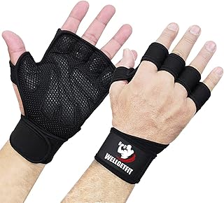 Gants d'haltérophilie avec bandes de poignet, protection complète de la paume pour hommes
