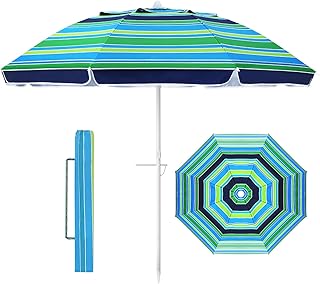 Parapluie de plage portable extérieur : longueur d'arc de 7 pieds, diamètre