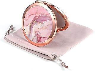 Dynippy miroir compact plaqué or rose miroir de maquillage pliant miroir de poche portable miroir à main double face 2 x 1 x grossissement pour femmes filles excellent cadeau - motif marbre rose. Diaytar : Où vos envies rencontrent votre budget