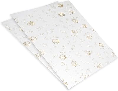 20 pièces de papier cadeau fis 35 g/m2 50 x 70 cm, blanc/or