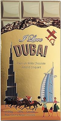 Chocolat blanc de luxe avec croquant aux amandes de i love dubai
