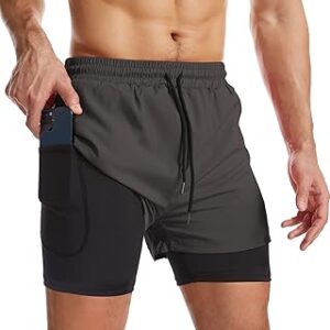 Sure now short de course 2 en 1 à séchage rapide pour hommes avec doublure, short d'entraînement avec poches zippées et boucle pour serviette. Diaytar : La révolution discount est en marche