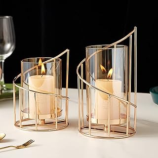 Mister mistermora bougeoir en fil métallique 2 pièces, bougeoir décoratif en verre doré