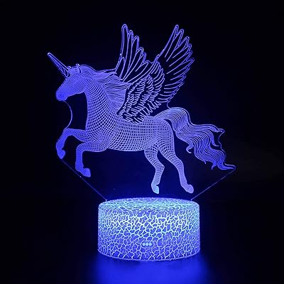Veilleuse qplus 3d au design licorne pour garçons et filles avec 16 couleurs