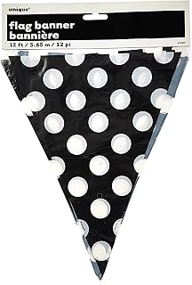 Bannière de drapeau à pois déco unique, 12 pièces, noir