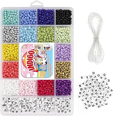 Kit de 3300 perles indigo, perles de lettres et perles de poney