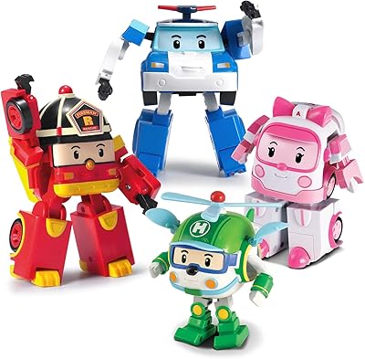 Robocar polly [pack de 4] polly + amber + roy + hailey jouets