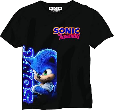 T-shirt à manches courtes bod clothing sonic the hedgehog pour garçons, noir