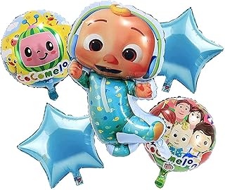 Pack de 5 ballons en aluminium bleu pastèque propcycle pour anniversaire d'enfants |
