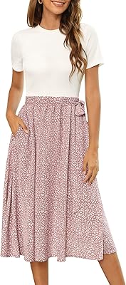 Robe d'été côtelée à manches courtes pour femmes, pour enseignants, travail d'église, robe