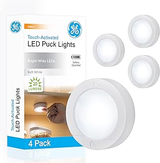 Lampes led ge sans fil à piles, 20 lumens, marche/arrêt tactile, blanc brillant