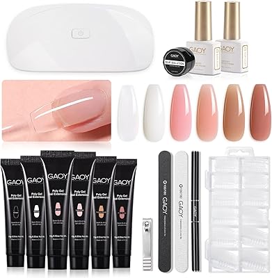 Kit d'ongles goy poly gel avec kit de démarrage à lumière