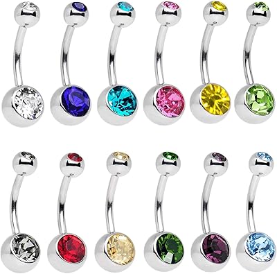 12 pièces anneaux de bouton en cristal bleu marine piercing bijoux de corps