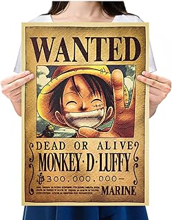 Skido anime wanted monkey d. luffy récompense affiches en papier kraft décoration