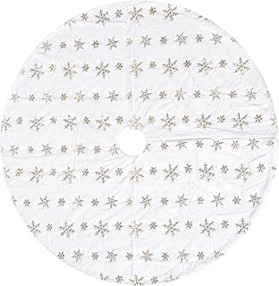 Jupe de sapin de noël blanche de 48 po avec motif de flocon