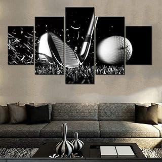 Art mural de terrain de golf noir et blanc pour salon et salle