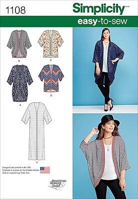 Simplicity us1108a ensemble de modèles de tricot kimono et cardigan pour femme, code