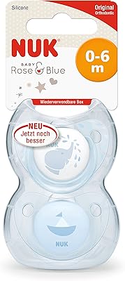 Sucette en silicone nuk trendline, bleu clair, 0-6 mois, paquet de 2