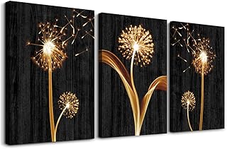 Art mural sur toile pour salon, chambre à coucher, décoration de salle de bain, 3 pièces, cadre moderne en grain de bois noir, peintures abstraites, photos de pissenlit, images d'art, décoration de cuisine à domicile. Shoppez futé, shoppez Diaytar Sénégal