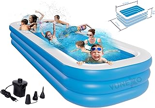 Piscine rectangulaire gonflable de 10 pieds avec pompe électrique, famille pleine grandeur