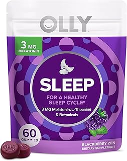 Olly sleep melatonin gummies, arômes et couleurs entièrement naturels avec l-théanine, camomille