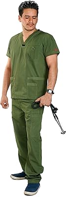10162 uniforme à col en v de couleur contrastée pour ensemble pantalon