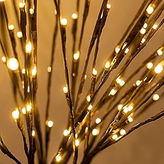 Branche lumineuse avec 60 lumières led, branche de saule artificiel, brindilles lumineuses