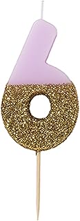 Bougie à paillettes de table parlante avec motif numéro 6 pour anniversaire